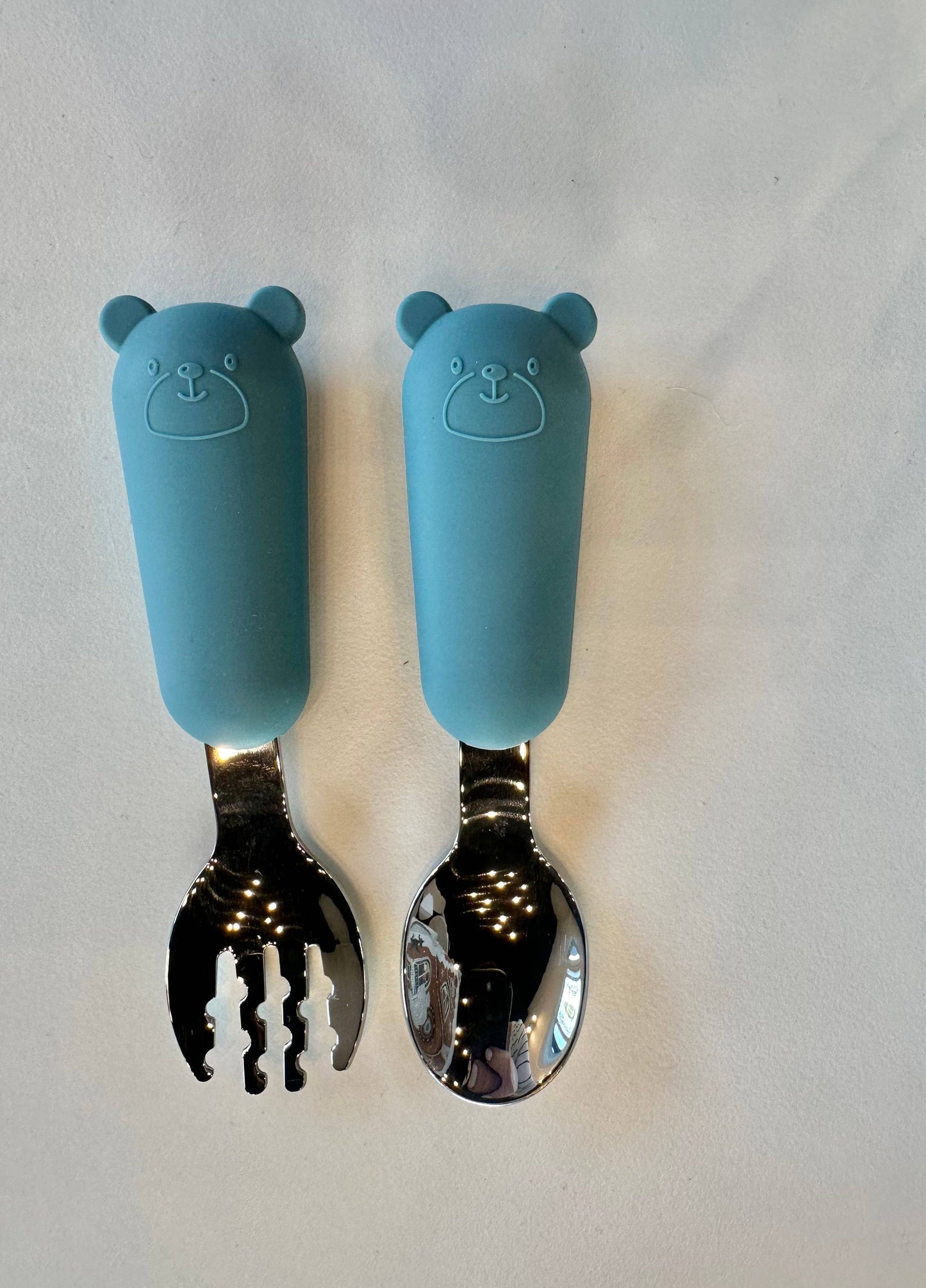 Silicone Fork and Spoon Set: Grizzly