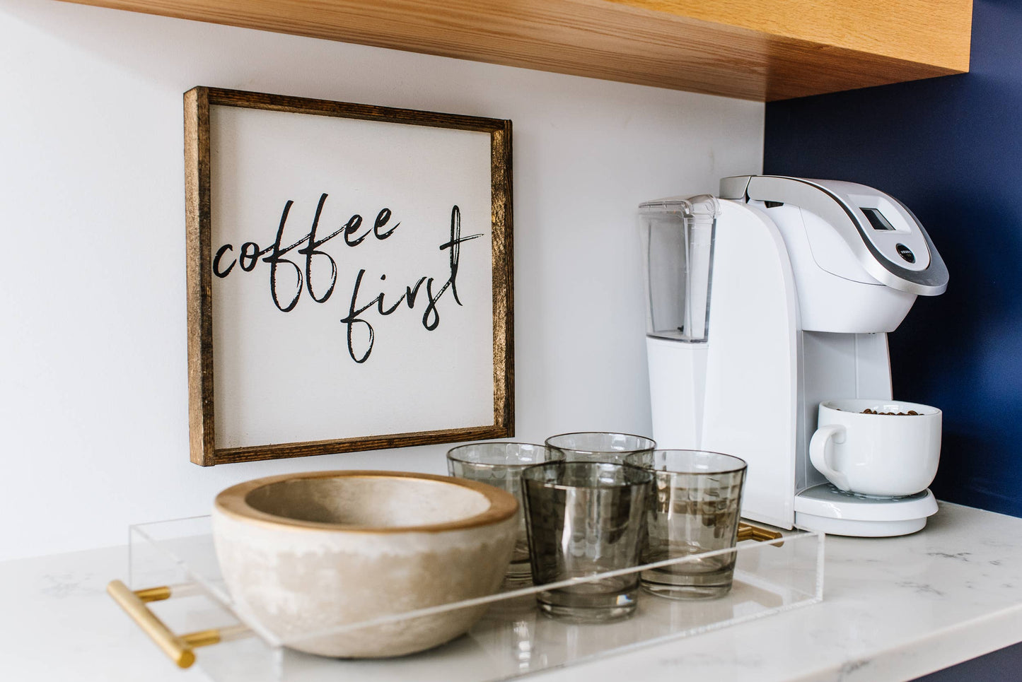 Coffee First Wood Sign