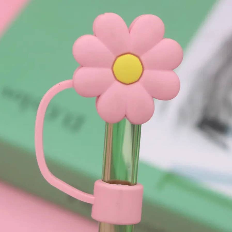 Yellow/Blue Flower Straw Cover - 10mm