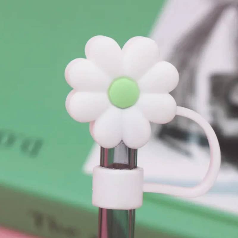 Yellow/Blue Flower Straw Cover - 10mm