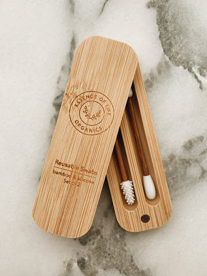 Reusable Silicone and Bamboo Swabs