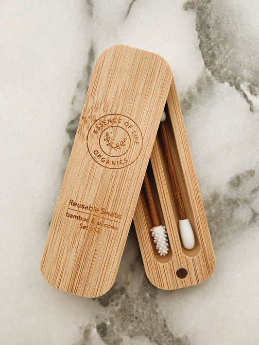 Reusable Silicone and Bamboo Swabs