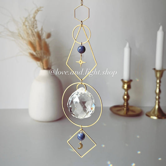 VESPER Celestial Suncatcher + Sodalite Crystal Beads