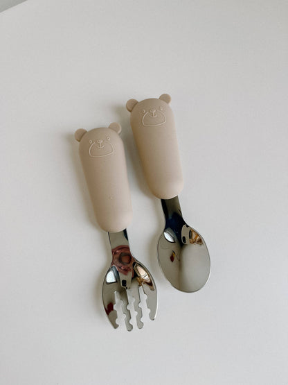Silicone Fork and Spoon Set: Lilac