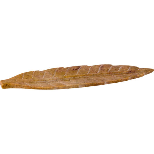 Soapstone Incense Holder-Natural/Leaf-10"