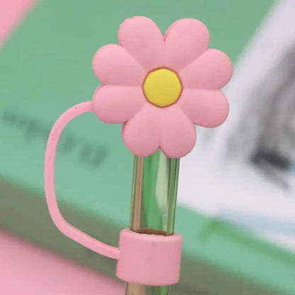 Yellow/Blue Flower Straw Cover - 10mm