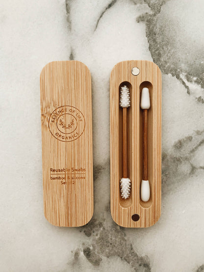 Reusable Silicone and Bamboo Swabs